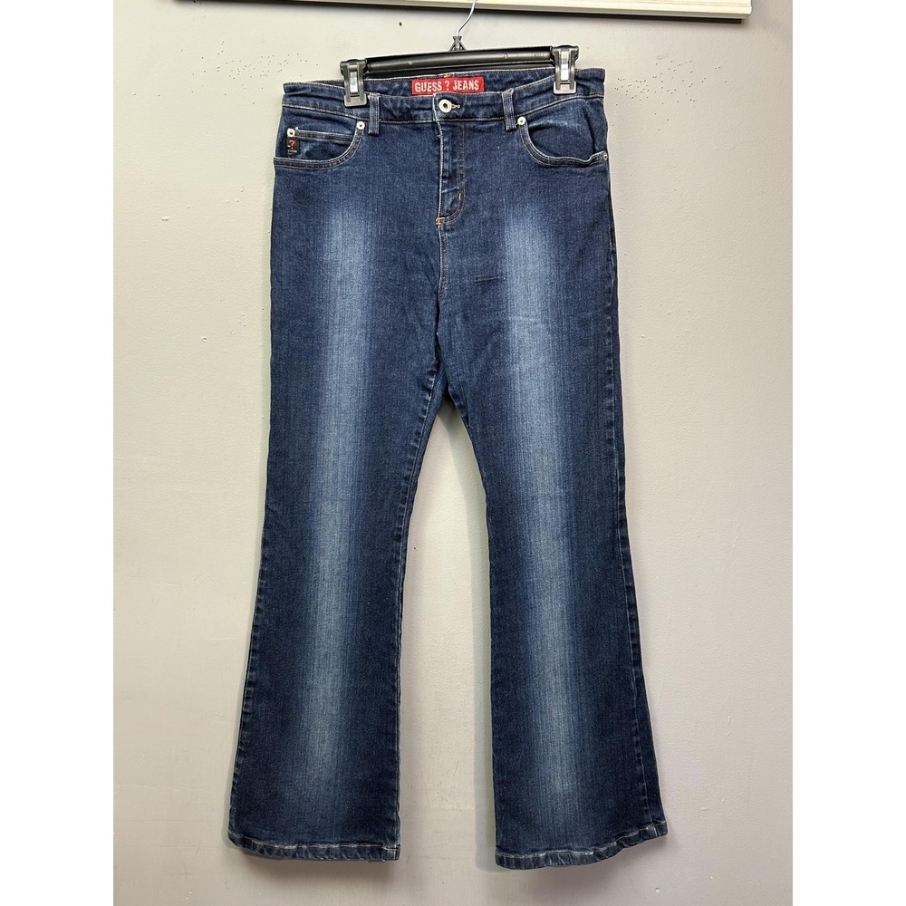 Guess Jeans Womens 32‎ Blue Medium Wash High Rise Bootcut Denim Pockets Pants